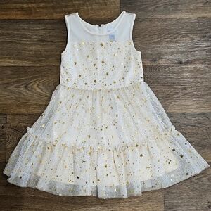 Girls gold starry tulle dress size 5
